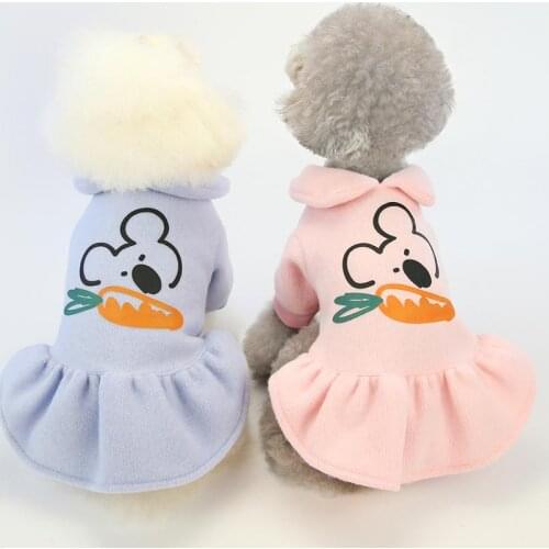 Cute Small Dogs Warm Cotton Dress For Winter Puppy Cat Dress Shih Tzu Maltese Clothes Pets Clothing Skirt