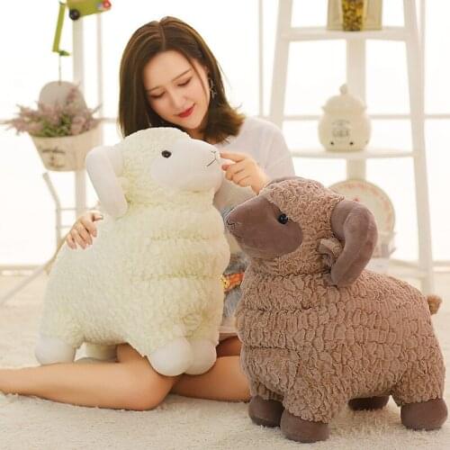 Cute Curly Mountain Sheep Super Soft Stuffed Short Plush Pillow Home Decor Cozy Fluffy Pillows For Girls Kids Birthday Gifts