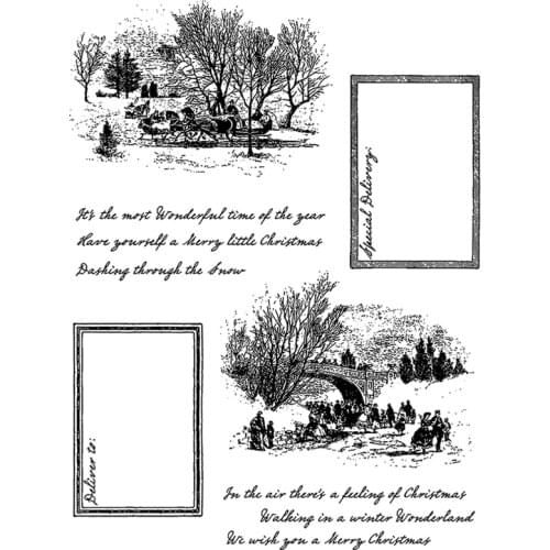 2021 New Landscape Background Words Clear Stamps and Frame Scrapbooking For Crafts Greeting Card Making no Metal Cutting Dies