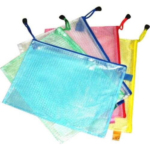 Wholesale and retail A3: 435x305mm student stationery bag grid pvc zip documents bag