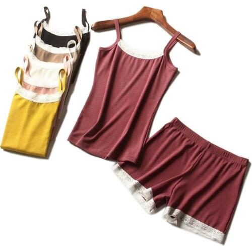 Sanderala Sexy Womens Lace Pajamas Set Plue Size Lingerie Spaghetti Strap Sleepwear Nightwear Bandage Sleeveless Underwear