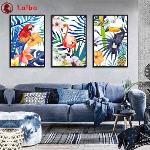Full drill square Crystal Paintings Modern animal art, parrots, flamingos Diamond Embroidery Full round 5d Diy diamond painting