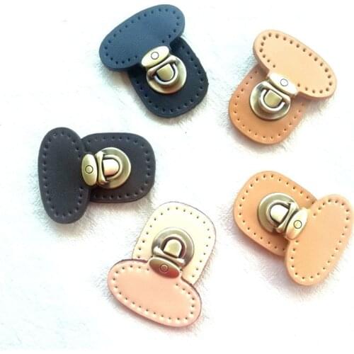 Real Leather Buckles for Bag Handwork DIY Replacement Bag Accessories Multi Color Cowhide Hasp Buckle Mortise Lock Belt Buckle