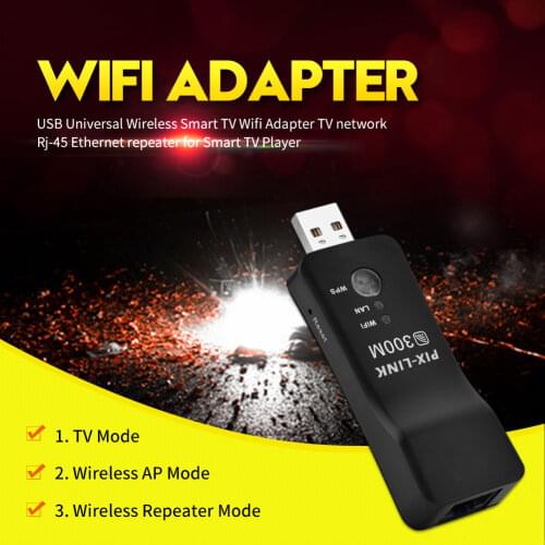 JCKEL 300Mbps USB Wireless TV Network Wifi Adapter WPS 300Mbps Wi-fi Repeater AP Mode With RJ-45 Network Cable For TV Boxs HDTV