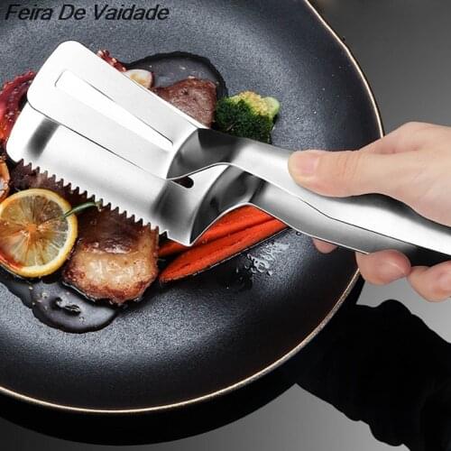 Steak Clamps, Double Sided Spatula,Tongs for Cooking, Multifunctional Stainless Steel Food Flipping Spatula Tongs Clip