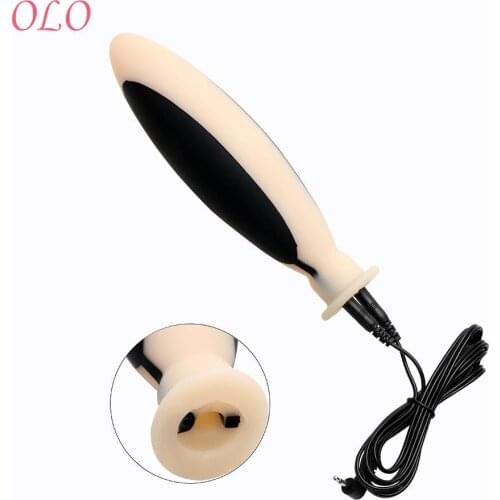 OLO Sex Products Prostate Massage Anal Butt Plug Electrical Stimulation Sex Toys for Women Electric Shock Silicone Big Size
