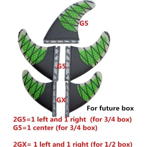 Srfda 5 pcs/set for FUTURE FCS FCS II Box surf fins fiberglass with carbon sup fins 3G5 +2GX size SURFBOARD FINS