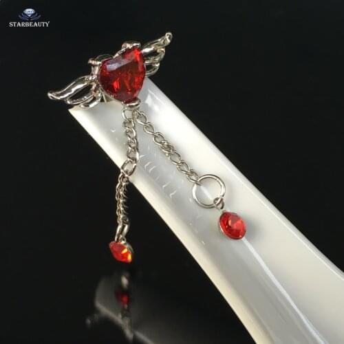 Starbeauty Red Heart Wing Navel Piercing Ombligo Navel Ring Dangle Piercing Nombril Belly Button Rings Tassel Pircing Jewelry