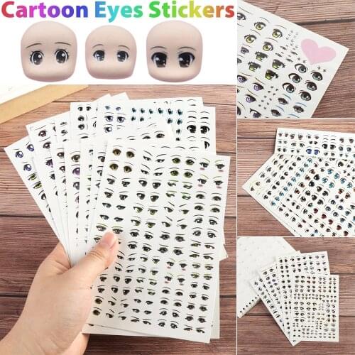 1 Sheet Cute Cartoon Eyes Stickers Anime Figurine Doll Face Organ Paster Clay Decals Sticker DIY Doll Accessories Kids Toys