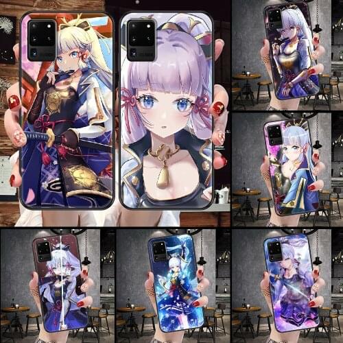 Kamisato Ayaka Genshin Impact Phone case For Samsung Galaxy Note 4 8 9 10 20 S8 S9 S10 S10E S20 Plus UITRA Ultra black luxury
