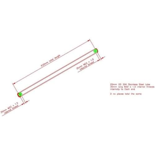 25MM stainless steel shaft with machine 630MM