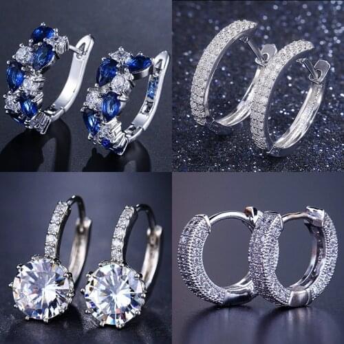 2021 New Trendy Trends Blue Red Rose Gold Color Heart Long 925 Sterling Silver Hoop Earring For Women Men Male Hooks Gift Z22