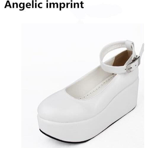 Angelic imprint Japan style woman mori girl lolita cosplay punk shoes lady high heels pumps women princess dress white shoes 8cm