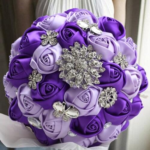 1PCs /lot Purple Ribbon Wedding Holding Flower For Wedding Party
