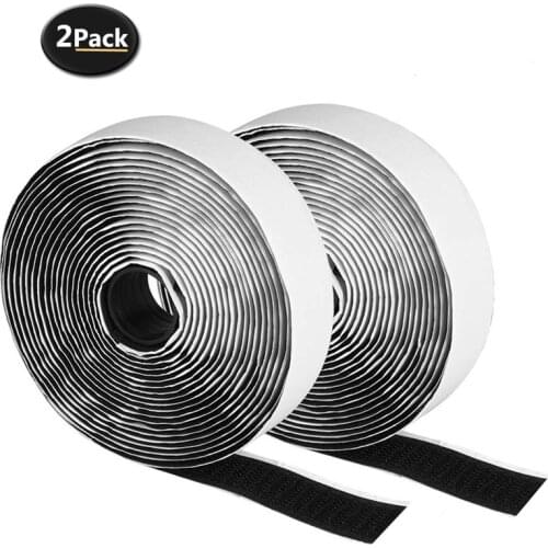 2 Rolls 4M/5M Black Hook and Loop Self Adhesive Fastener Strong Strip Magic Tape Nylon Sticker Adhesive Tape Velcro Cable Gadget