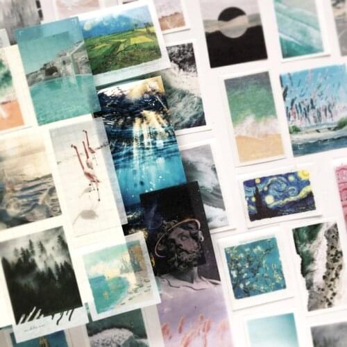 50 pcs/pack Original Painting Vangoh Washi Stckers Set DIY Sticker Diary Decorative Stationery Scrapbooking