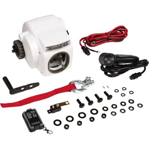 7000LBS 12V Electric Heavy-Duty Trailer Winch for 22ft Boat Freshwater Black