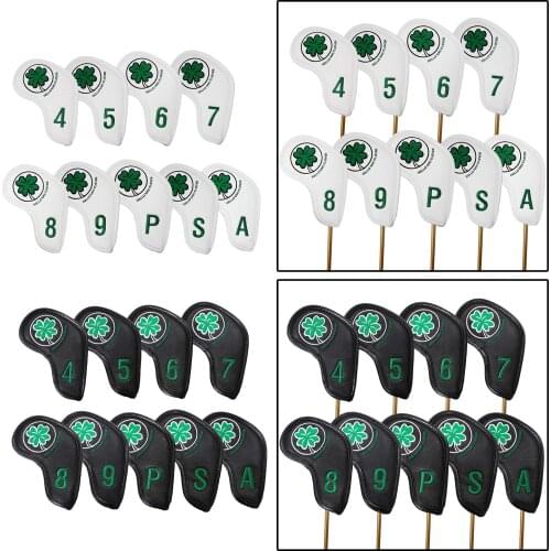 9pcs/Set Four Leaf and Number Golf Iron Club Head Covers Headcovers