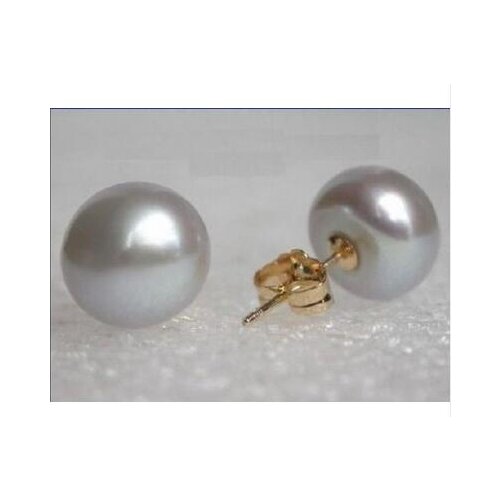 AAA+ natural Jewelry 10-11mm natural south sea Gray pearl 925 Sterling Earring big earringsWomen Party