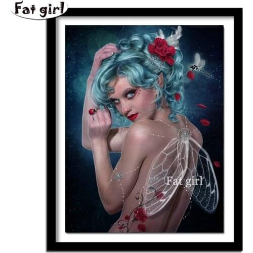Full Square/Round Drill 5D DIY Diamond Painting "Fairy Woman" Embroidery Cross Stitch Flower Dragonfly Mosaic Home Decor Gift