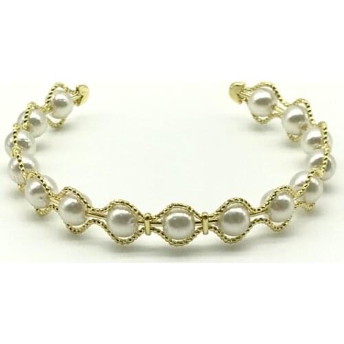 5pcs/lot Nice Quality Newest Arrival Delicate Pearl Brass Cuff Bangles For Women Jewelry