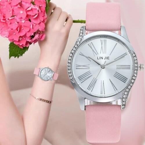 Simple Rome Creativity Women Fashion Watches Wave Dial Design Casual Ladies Leather Wristwatches Pink Woman Quartz Clock Gifts