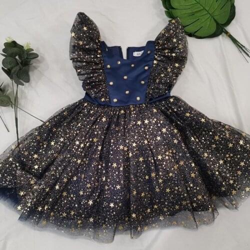 Toddler Baby Girls Princess Dress Kids Sequin Star Tutu Party Clothes Children Ruffle Elegant Wedding Birthday Christmas Dresses