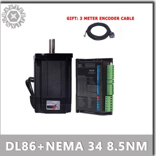 2 Phase Nema 34 Stepper Motor Driver Servo Motor 86HSE8.5N with DL86 Hybrid Closed-loop High Performance Stepper Drive