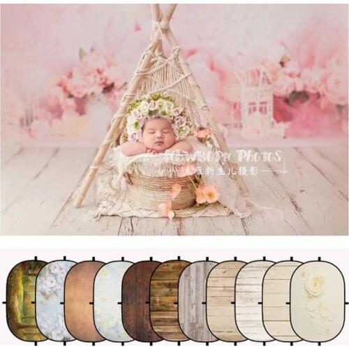 Dvotinst Newborn Photography Props Wood Grain Anti-Wrinkle Nano Collapsible Background Blanket Backdrops Studio Shoot Photo Prop