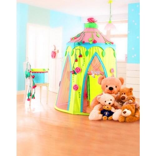 Wooden Floor Tents Bear Photography Backdrops Photo Props Studio Background 5x7ft