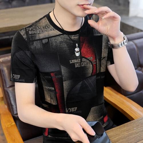 Printed T Shirt Mens Short Sleeve Summer 2021 New Ice Silk T-shirt Fashion Summer Mens T-Shirts O-Neck Men Clothing Mutil Color