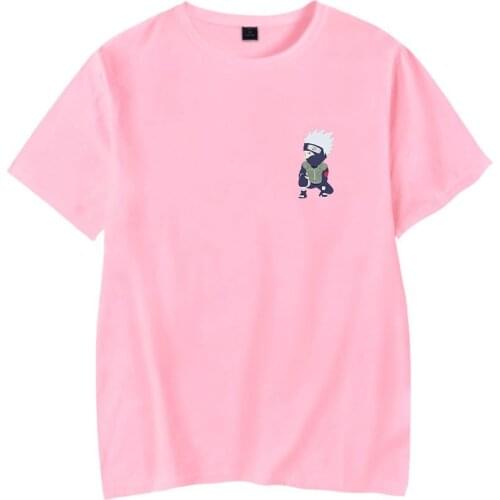 Anime Akatsuki t shirt Uzumaki Kakashi Pink T Shirt Summer Hip Hop Kakashi Streetwear T Shirt Men Women Cotton Short Sleeve Tops