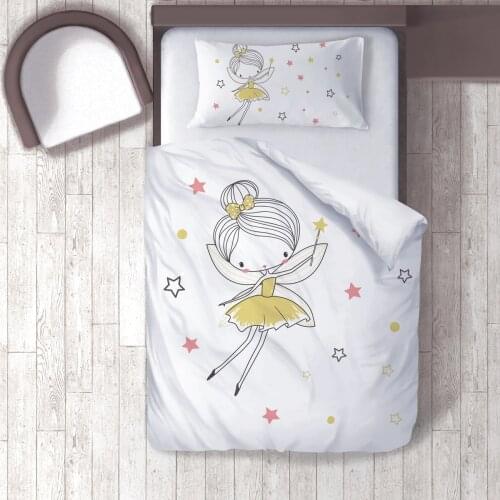 Duvet Cover Set Bedding Set Pillow Case for Baby and Kids Room 3D Printed Yellow Fairy Stars Yellow Model 076