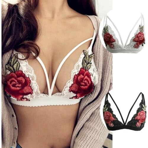 Women Lingerie Set With Garter Belts Sexy Bra Jumpsuit Lingerie Women Tops Bras Rose Embroidery Suspenders Sexy Bra Underwear