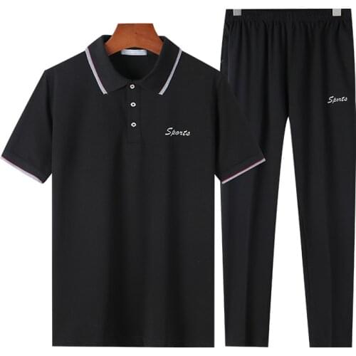 Summer Men Outfit Set Tracksuit Men 2PC Sets Men Sweat Suit Jogger Set Sport Pants Men V-neck T-shirt Suit Fashion Fitness Suit