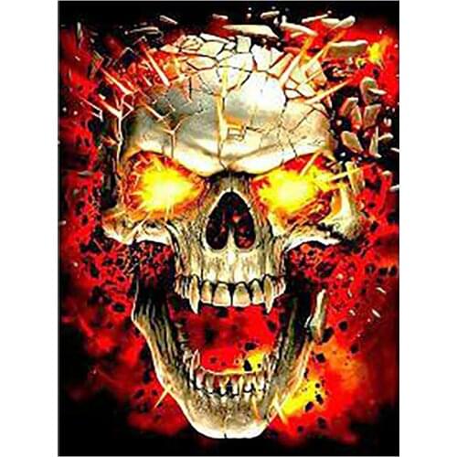 Round Full Drill Diamond Painting Flame Skull Head Halloween Nouveaute DIY Needlework Mosaic Embroidery 5D Cross Stitch Picture