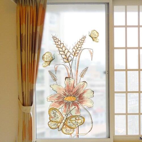 Frosted window bathroom glass transparent opaque PVC animal plant decals home decoration environmental protection wall stickers