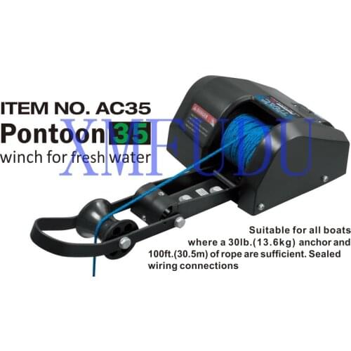Marine Boat Yacht Pontoon Sail Boat Heavy Duty For 35lbs Anchor Freshwater 12V Electric Anchor Winch Black