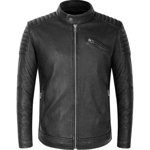 Winter Mens Autumn Real Genuine Motorcycle Jackets For Men Vintage Punk Cowhide Leather Motor Biker Coat