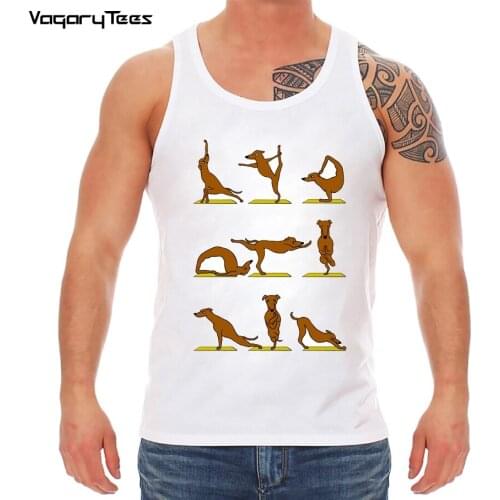 Greyhound Exercise yo ga Print Men Casual Summer Animal Pug Dogs Prints Tank top Elastic Breathable Tops