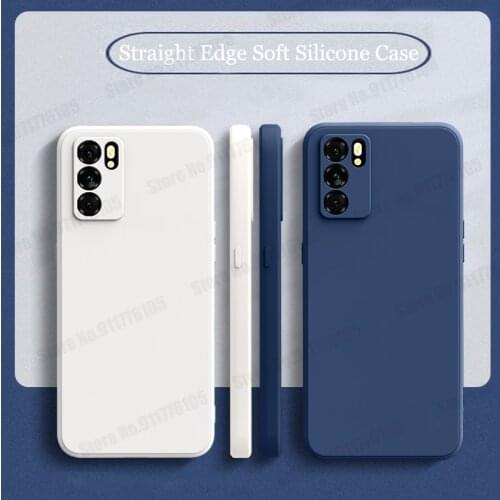 Square Edge Soft Silicone Phone Case For OPPO Reno 6 5 Pro Plus 5K 4 A95 A72 A93 A55 5G Find X3 Pro Candy Color Shockproof Cover