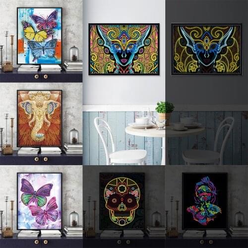 DIY Luminous Diamond Painting Kits for Adults Kids Animal Crystal Rhinestone Diamond Embroidery Paintings Arts Craft Home Decor