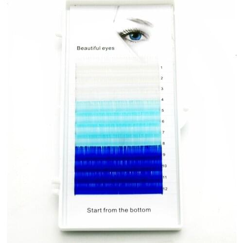 HBZGTLAD C/D curl 0.07/0.1mm 8-15mm false lashes White + royal blue eyelash individual colored lashes Faux eyelash extensions