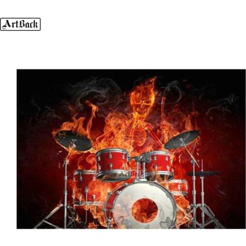New arrival diy 5d diamond painting skull rock drum music icon 3D full square diamond embroidery mosaic art home decor