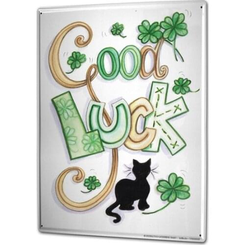 Details about Tin Sign Nostalgic Good luck Good Luck Card