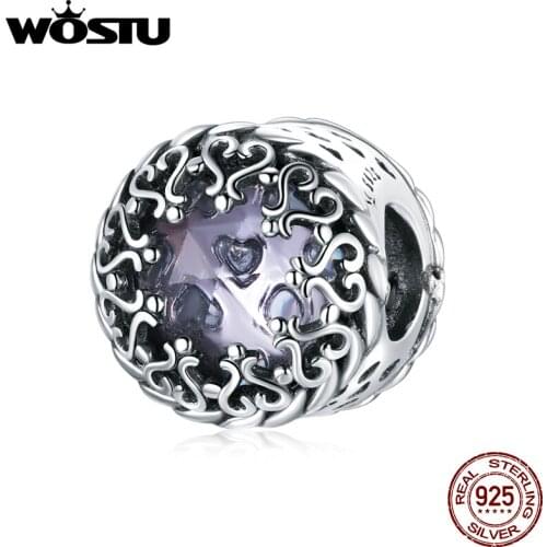 WOSTU Purple Candle Lasts Forever Pendant Charms 925 Sterling Silver Fit Original Silver Bracelets Fine Jewelry Making BKC1791