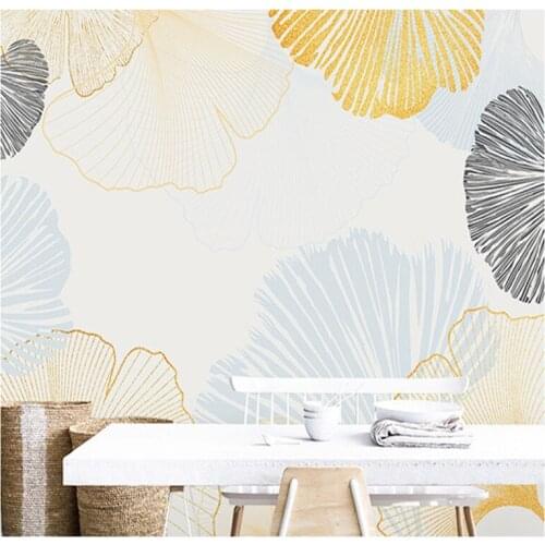 Custom 3D oil painting mural Chinese style modern fashion simple ginkgo leaf plant business home background wallpaper