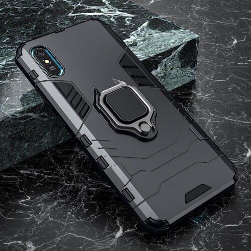 Shockproof Armor Case for Xiaomi Redmi 9A 9C Ring Stand Bumper Silicone + PC Phone Back Cover for Xiaomi Redmi 9C 9A coque caso