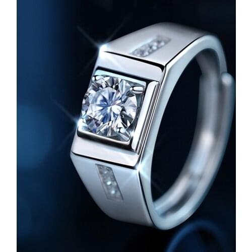 Luxury Real S925 Sterling Silver Rings Men Exquisite Platinum Jewelry for Boyfriend Gift Engagement Wedding Vintage Classic Fine