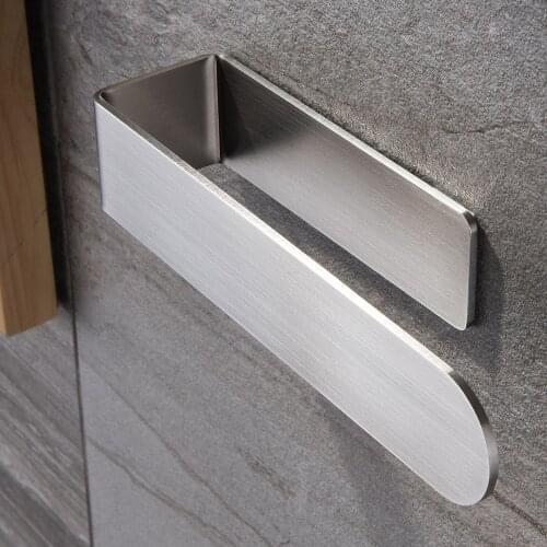 Funviet Self Adhesive Towel Rack Brushed Stainless Steel Towel Bar Holder Wall Mounted Paper Racks Bathroom Organizer